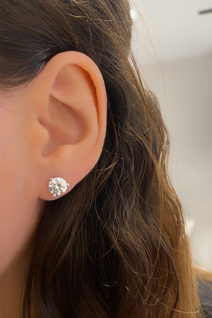 Vip 6 Mm Üç Tırnaklı Tektaş Gümüş Çivili Küpe