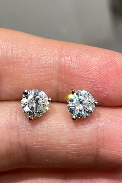 Vip 6 Mm Üç Tırnaklı Tektaş Gümüş Çivili Küpe