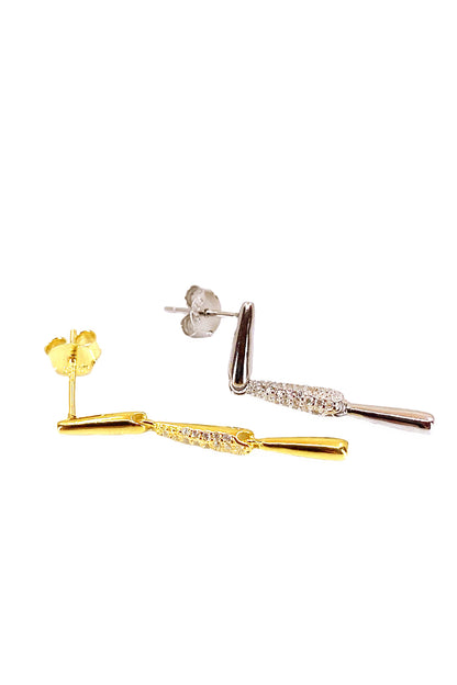 Taşlı Ve Taşsız Üç Stick Gümüş Çivili Küpe