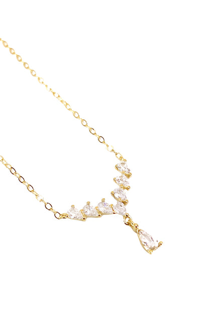 Minimal Damla Sallantılı V Gümüş Kolye