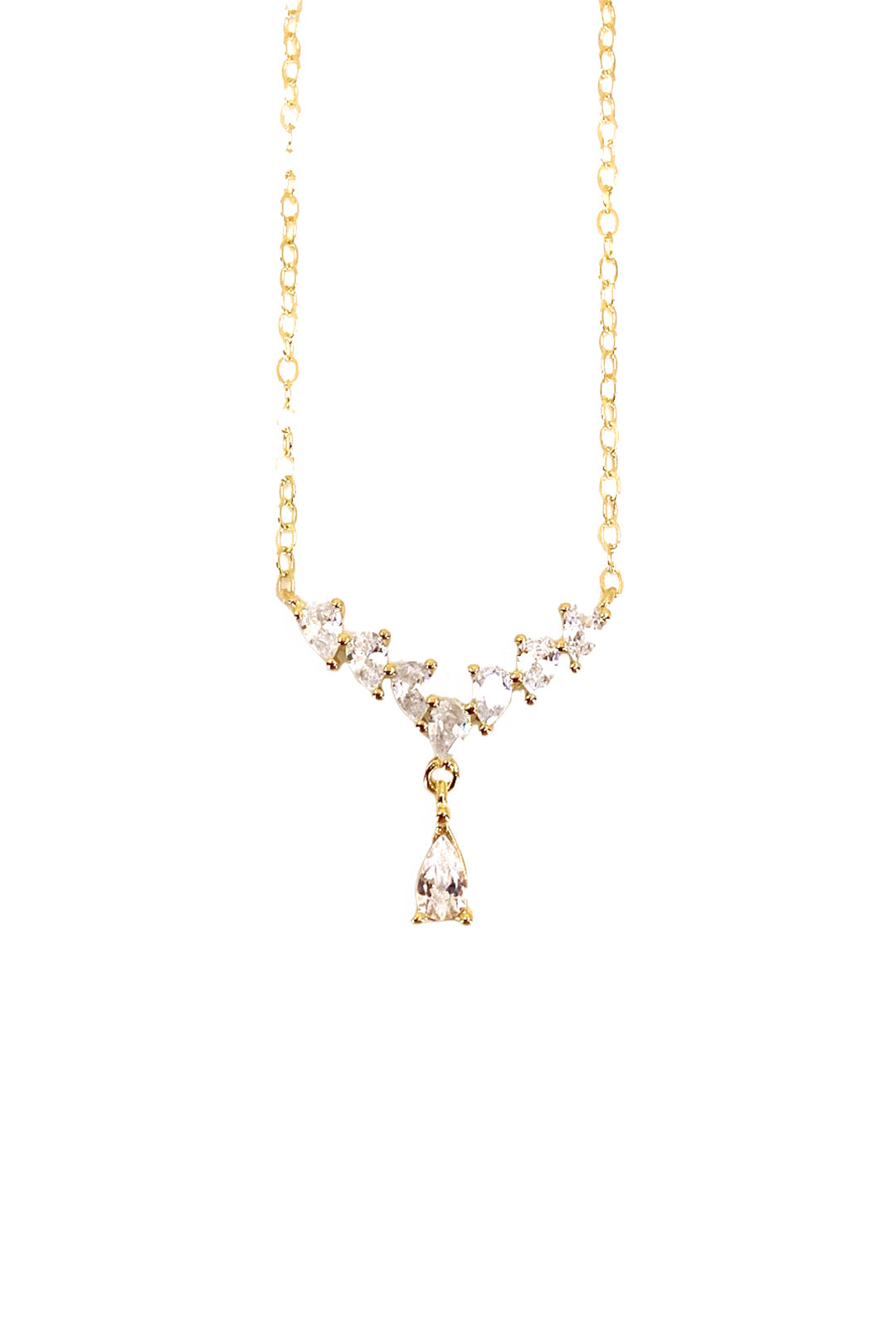 Minimal Damla Sallantılı V Gümüş Kolye