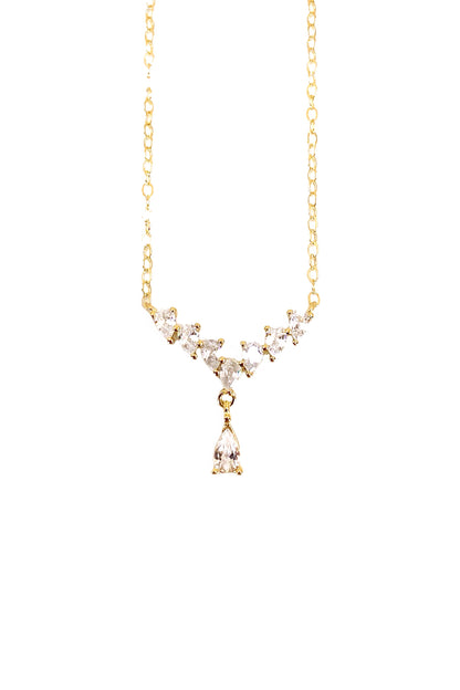 Minimal Damla Sallantılı V Gümüş Kolye