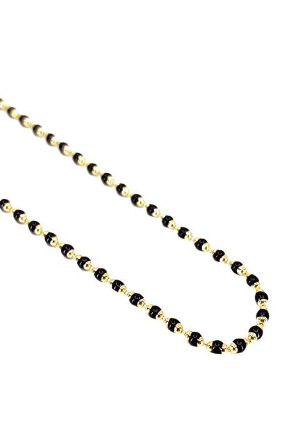 Siyah Mineli Top Gümüş Kolye