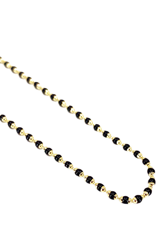 Siyah Mineli Top Gümüş Kolye