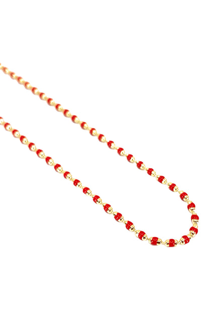 Kırmızı Mineli Top Gümüş Kolye