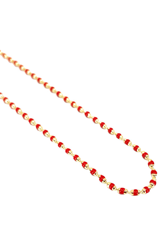 Kırmızı Mineli Top Gümüş Kolye