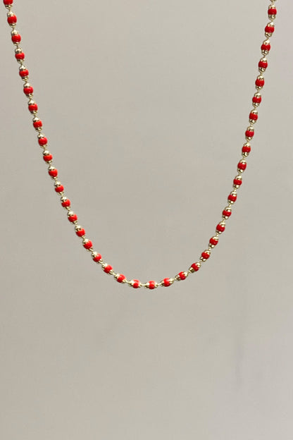 Kırmızı Mineli Top Gümüş Kolye