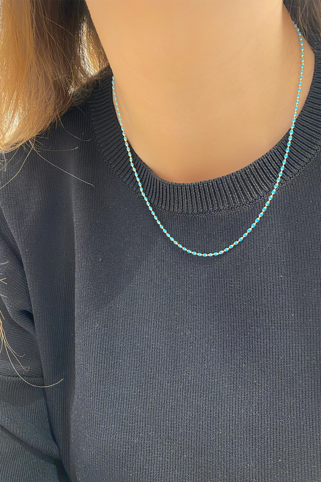 Turkuaz Mineli Top Gümüş Kolye