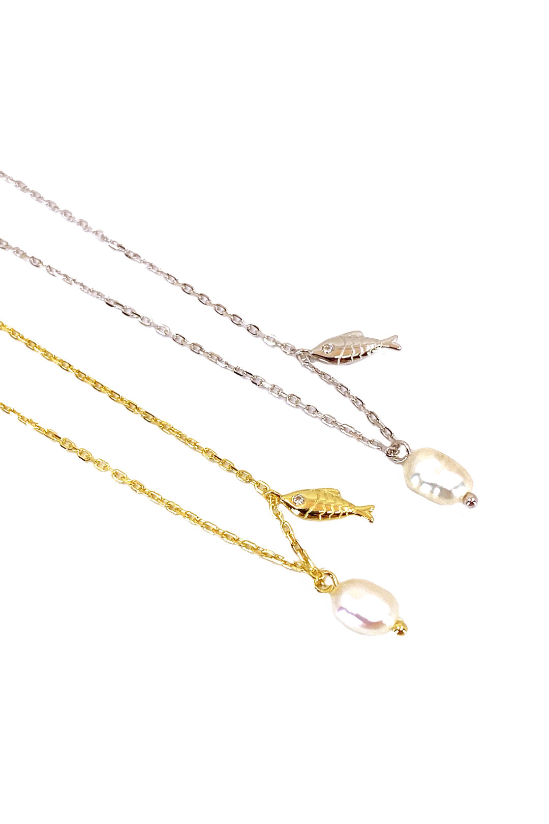 Balık Ve İnci Gümüş Kolye