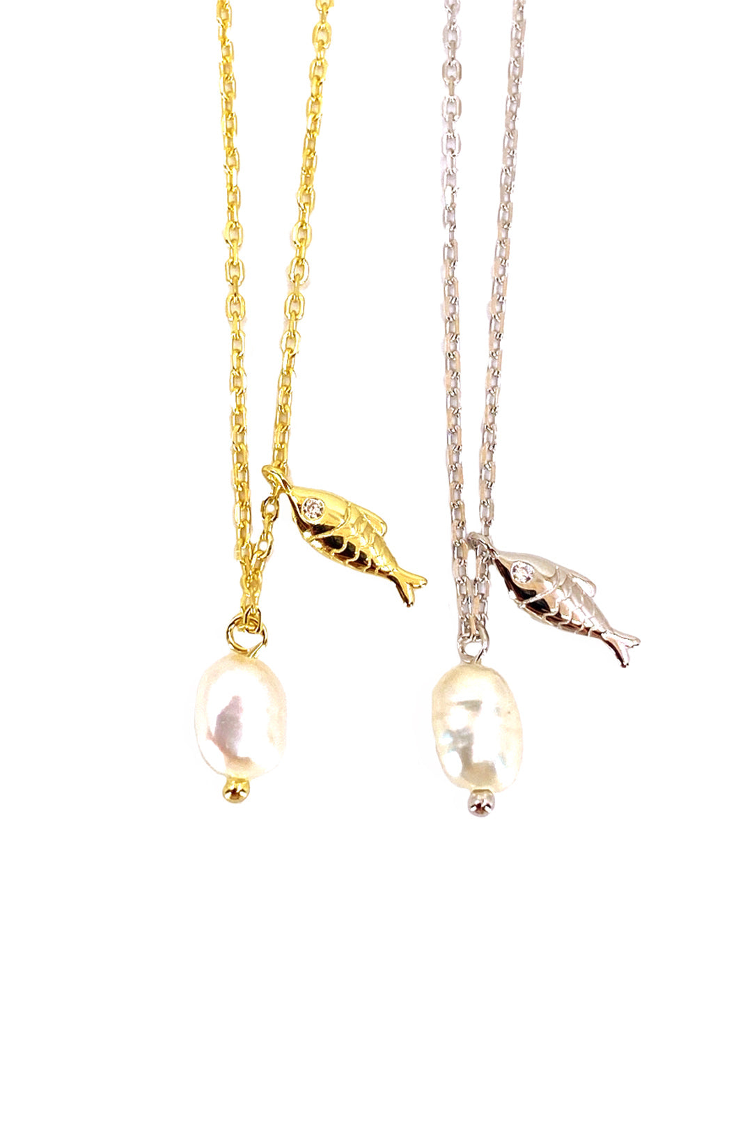 Balık Ve İnci Gümüş Kolye