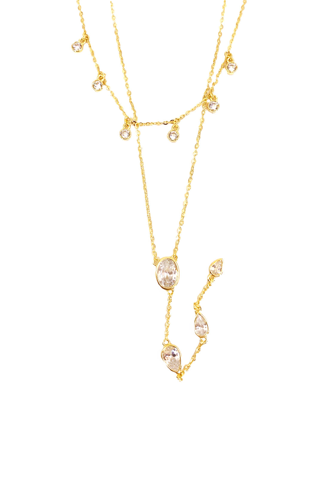 Oval Damla Ve Tohum İkili Gümüş Y Kolye