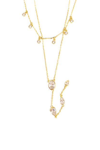 Oval Damla Ve Tohum İkili Gümüş Y Kolye