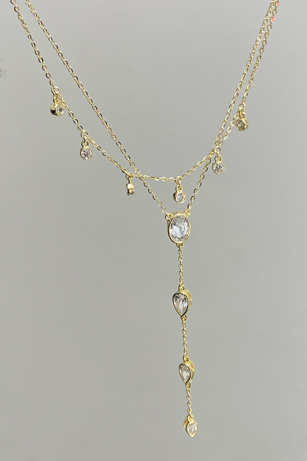 Oval Damla Ve Tohum İkili Gümüş Y Kolye