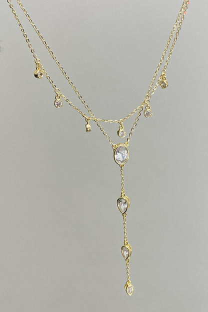 Oval Damla Ve Tohum İkili Gümüş Y Kolye