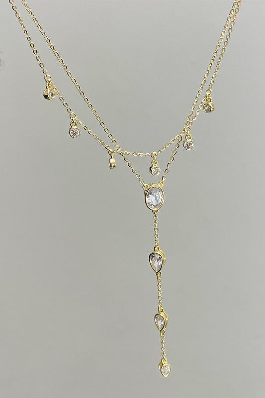 Oval Damla Ve Tohum İkili Gümüş Y Kolye