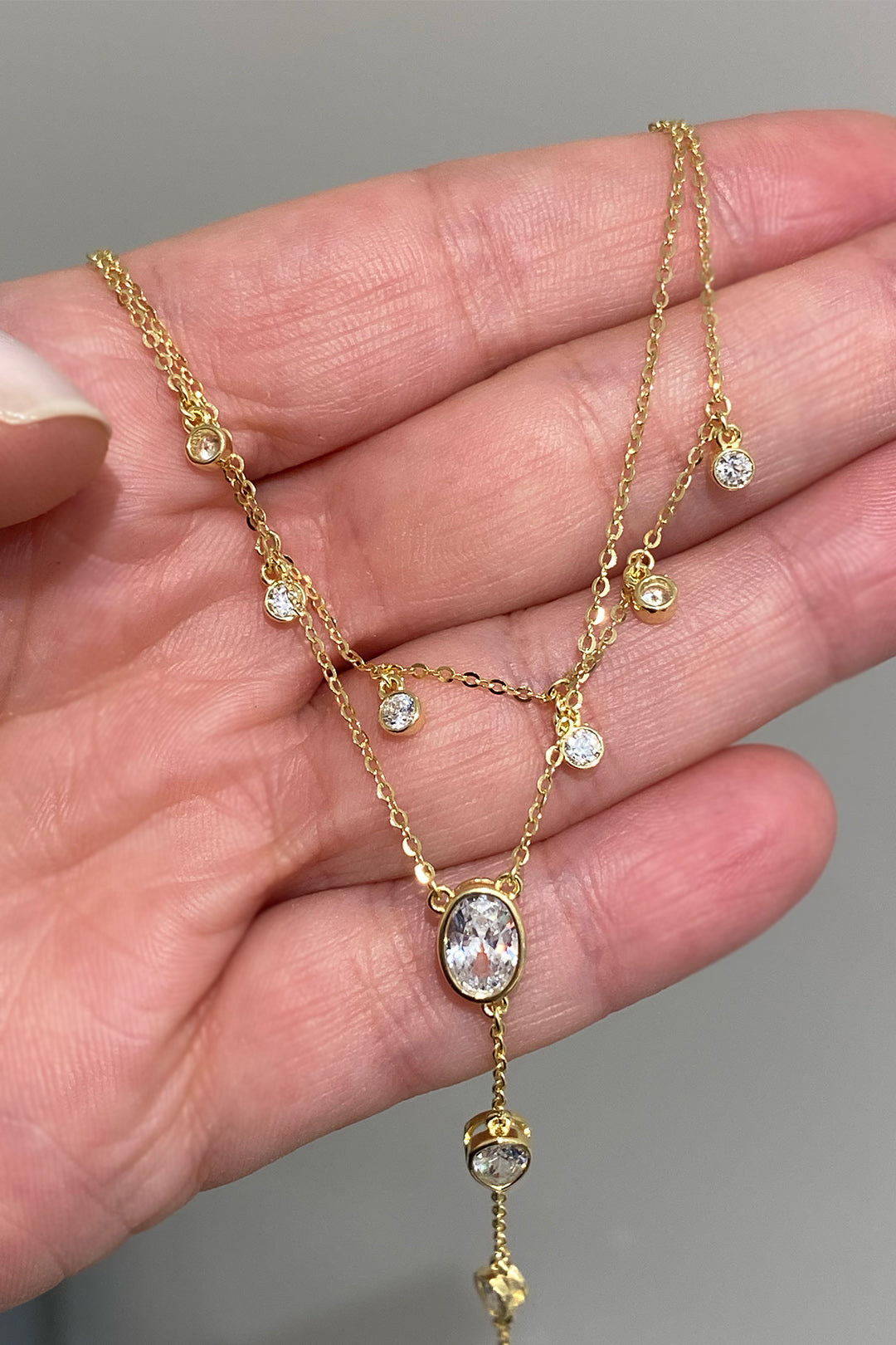 Oval Damla Ve Tohum İkili Gümüş Y Kolye