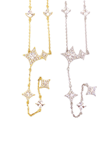 Taşlı Çoklu Karo Gümüş Y Kolye