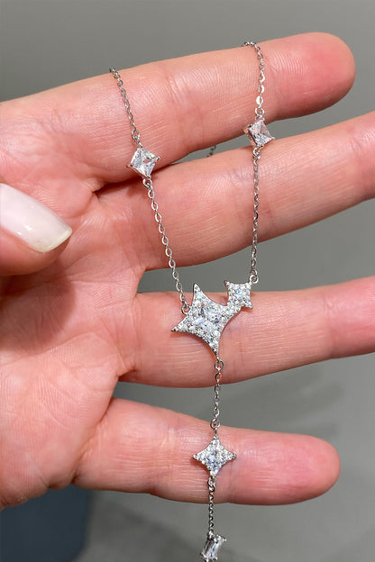 Taşlı Çoklu Karo Gümüş Y Kolye