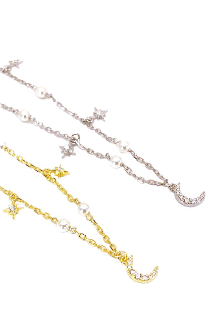 Ay Yıldız Ve İnci Gümüş Kolye