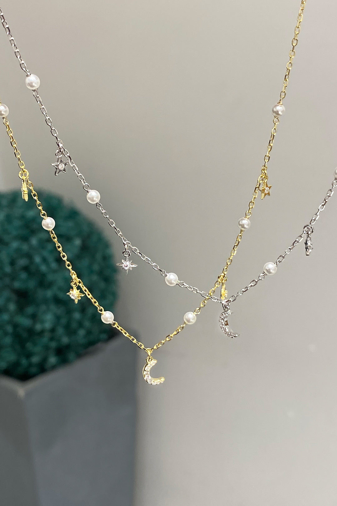 Ay Yıldız Ve İnci Gümüş Kolye
