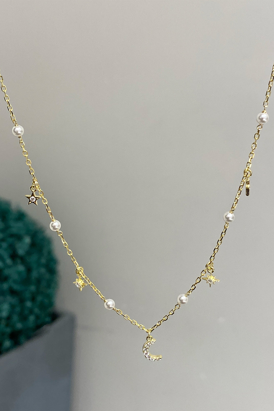 Ay Yıldız Ve İnci Gümüş Kolye