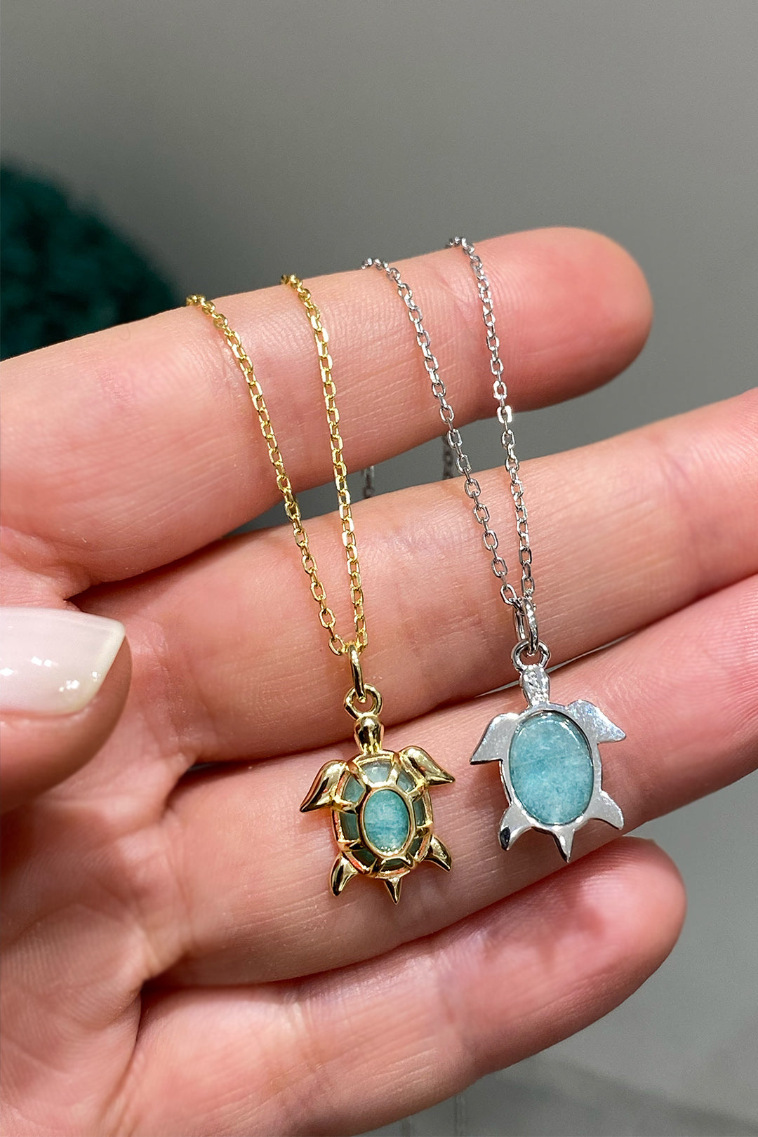 Yeşil Kaplumbağa Gümüş Kolye