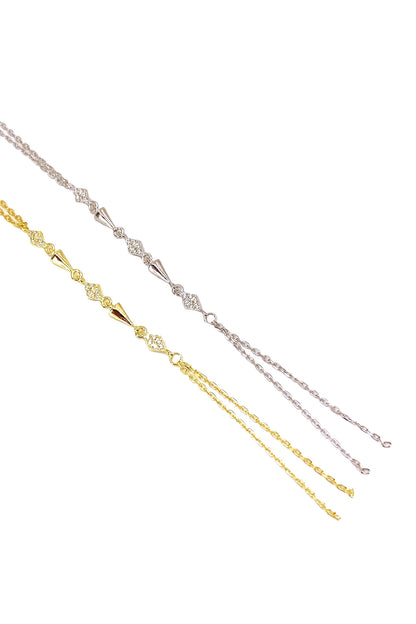 Taşlı Karo Kurşun Gümüş Y Kolye