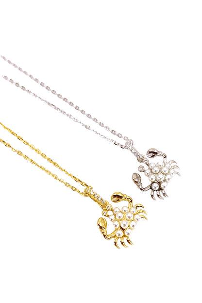 İncili Yengeç Gümüş Kolye