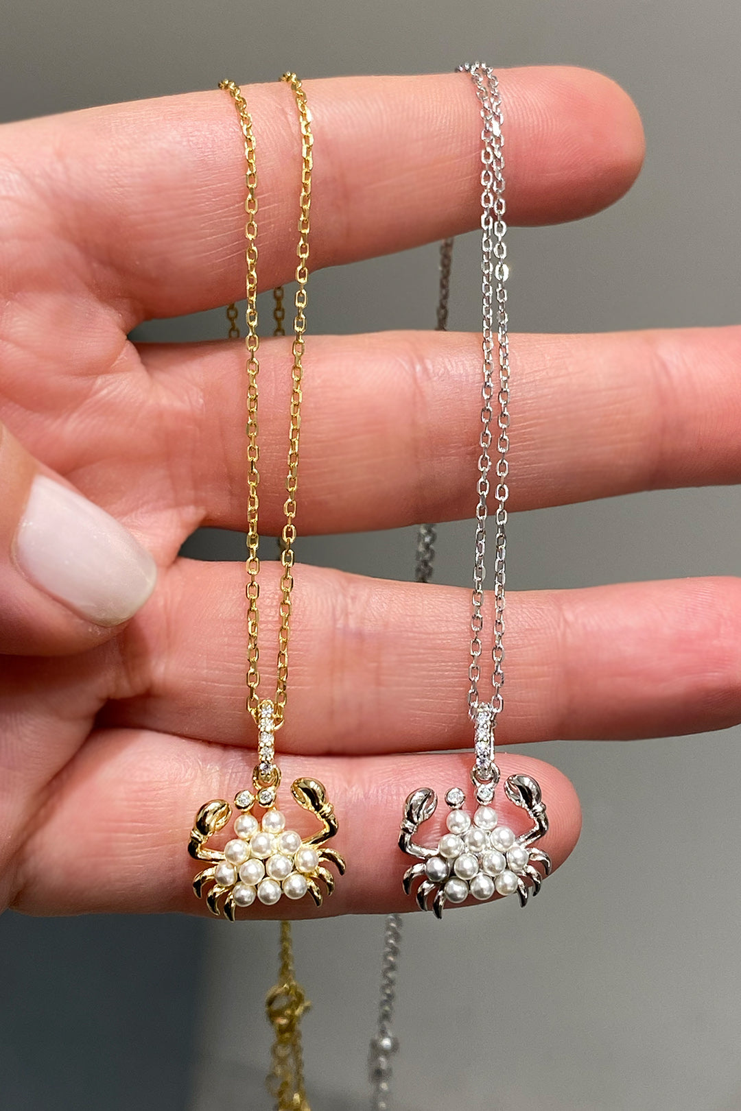 İncili Yengeç Gümüş Kolye