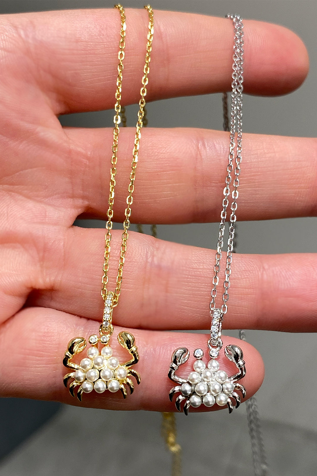 İncili Yengeç Gümüş Kolye