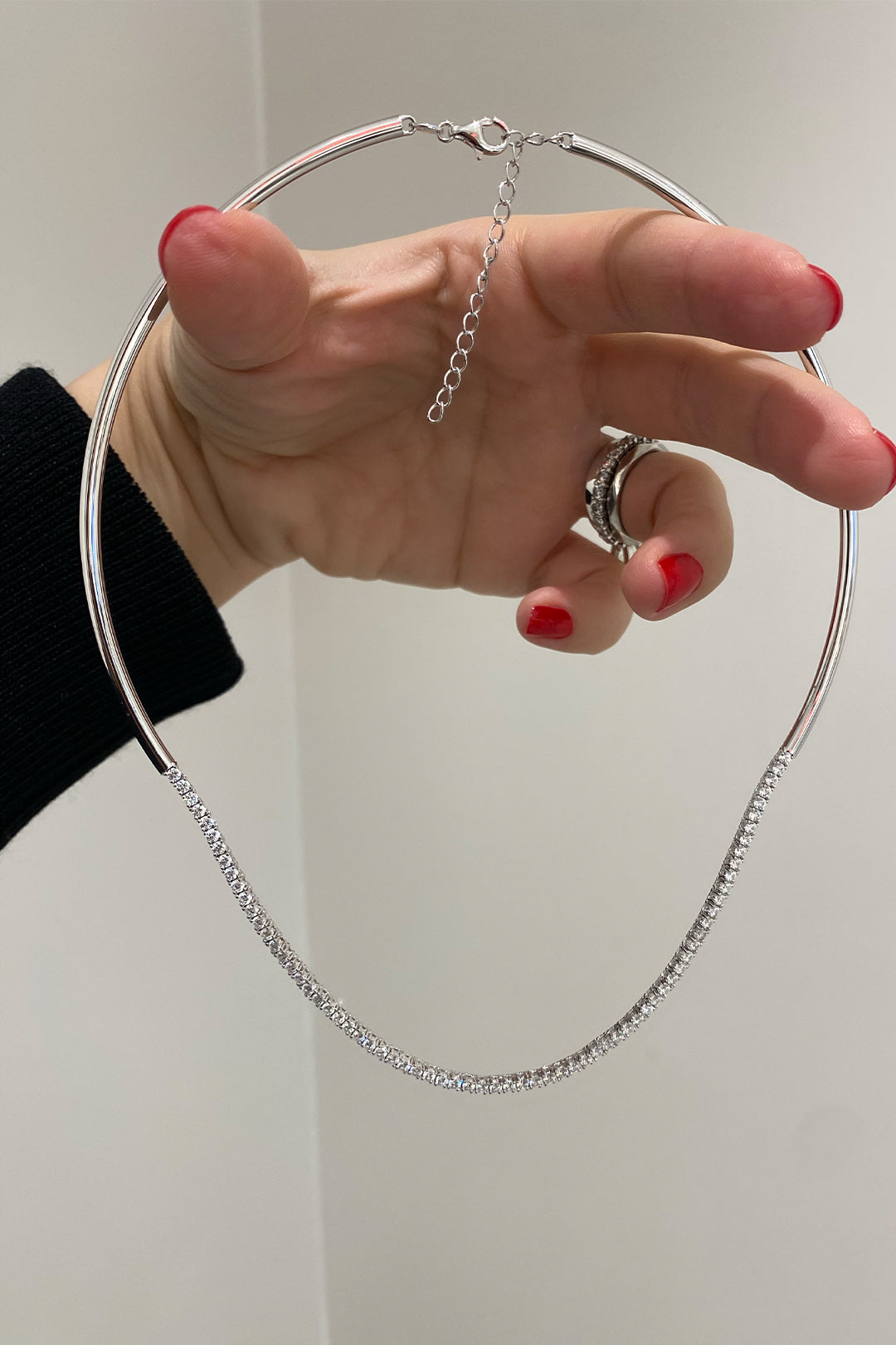 Suyolu Ve Kelepçe Gümüş Kolye