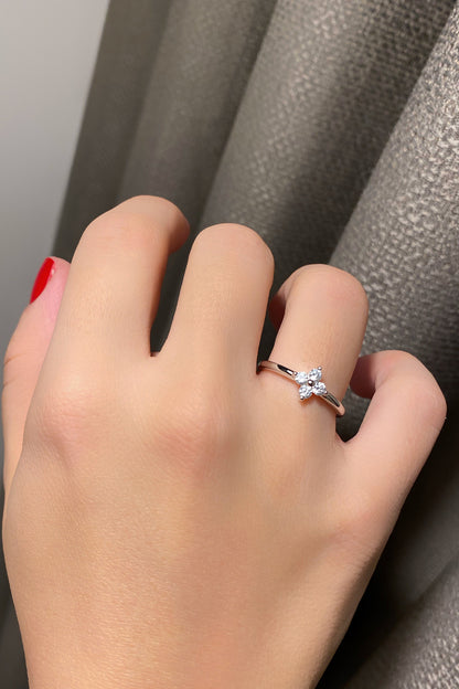 Dört Taş Kare Gümüş Yüzük