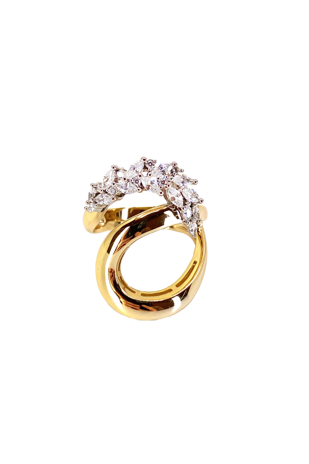 Mix Markiz Suyolu Kıvrımlı Gümüş Yüzük