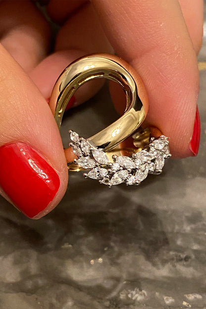 Mix Markiz Suyolu Kıvrımlı Gümüş Yüzük