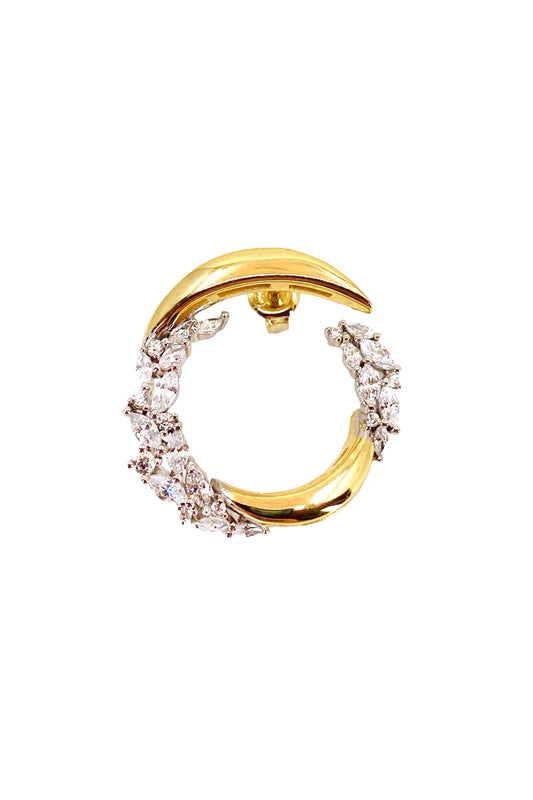 Markiz Ve Yuvarlak Taş C Gümüş Çivili Küpe