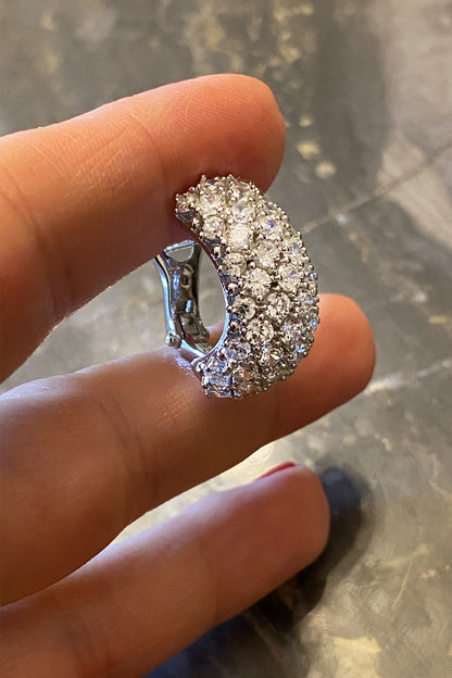 Vip Dört Sıra Taşlı Pimli Gümüş Küpe