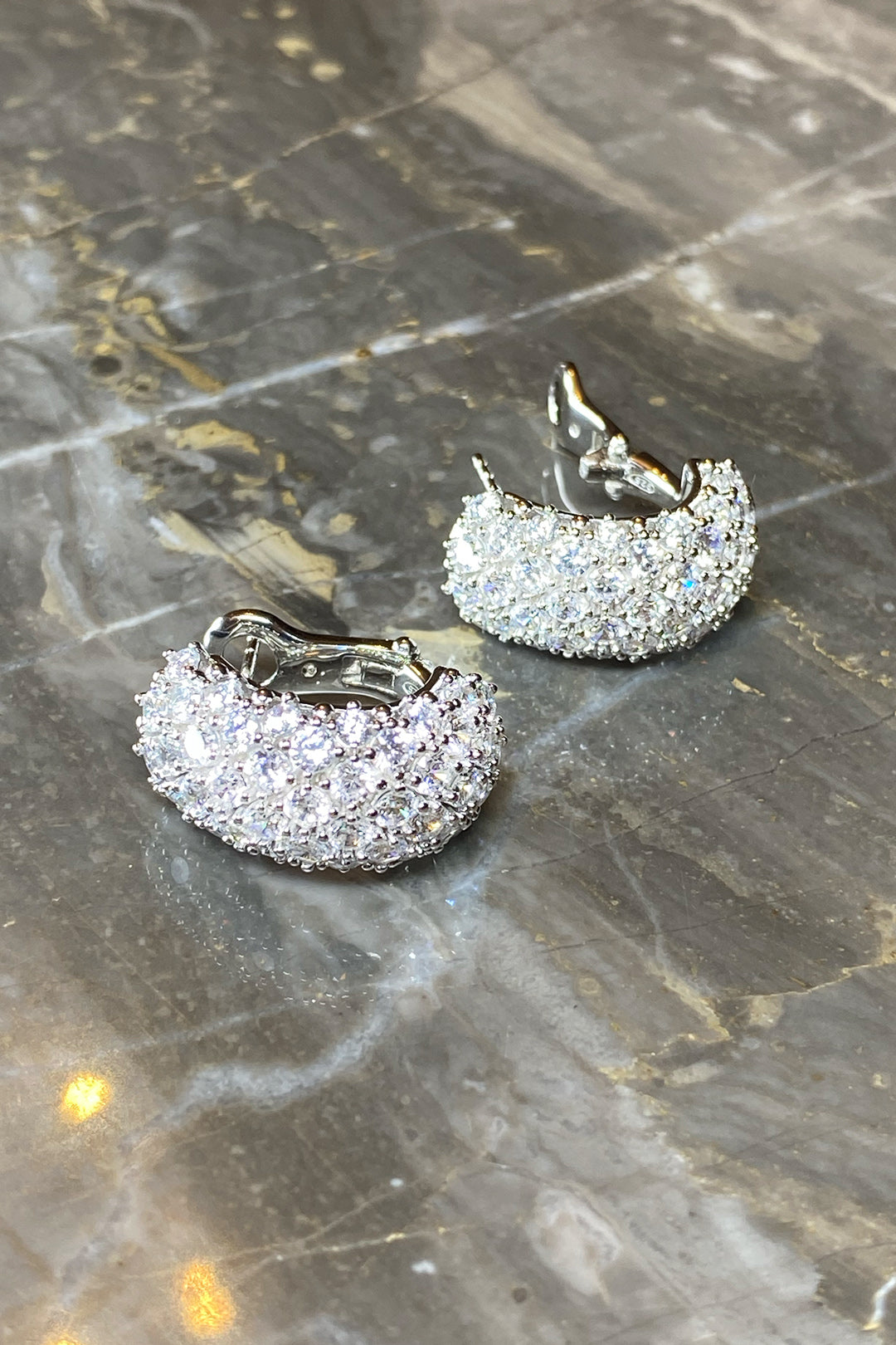 Vip Dört Sıra Taşlı Pimli Gümüş Küpe