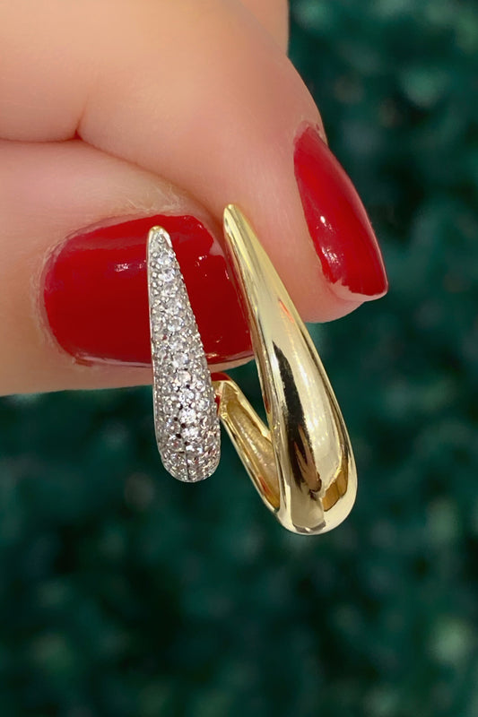 Taşlı Ve Taşsız Süzme İki J Gümüş Askı Küpe