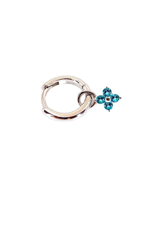 Turkuaz Taşlı Dört Taş Kare Sallantılı Gümüş Küpe