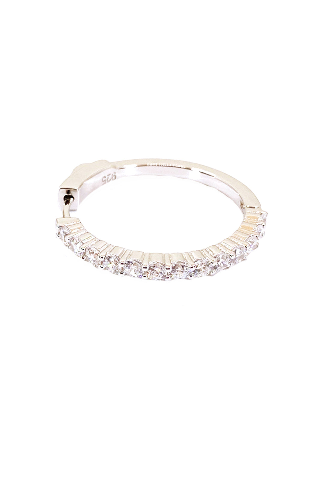 On Üç Taşlı Tek Yön Suyolu Gümüş Halka Küpe