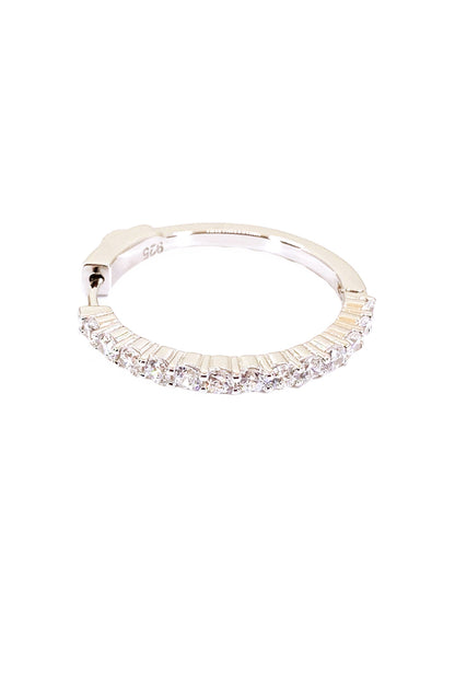 On Üç Taşlı Tek Yön Suyolu Gümüş Halka Küpe