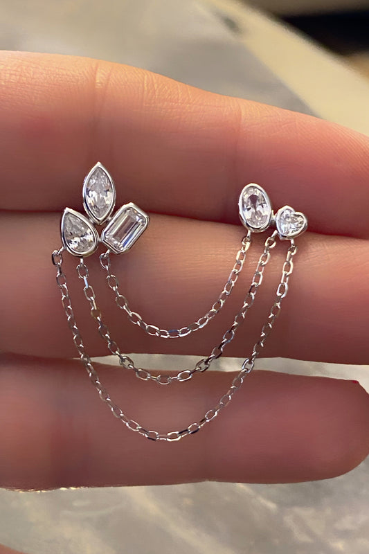 Damla Markiz Baget İkili Boğum Gümüş Küpe