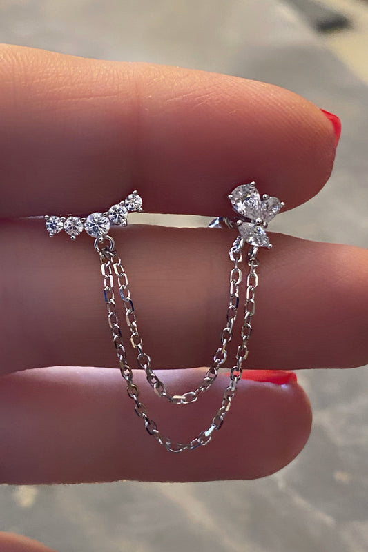 Markiz Damla Tohum Ve Beş Taş Boğum Gümüş Küpe