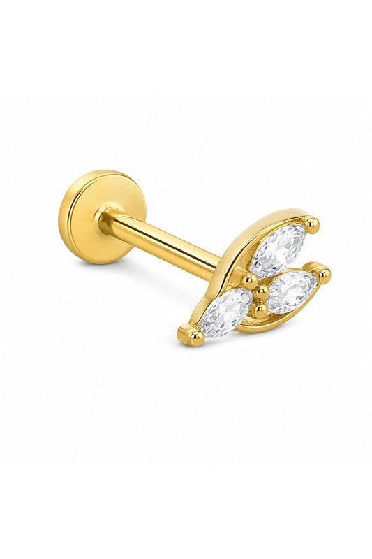 Üç Markiz Geyik 14 Ayar Altın Piercing