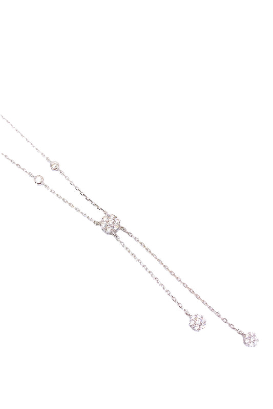 Taşlı Mini Üç Papatya Gümüş Y Kolye