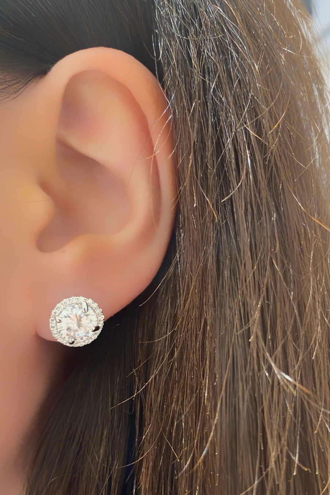 Vip Yuvarlak Montür Gümüş Çivili Küpe