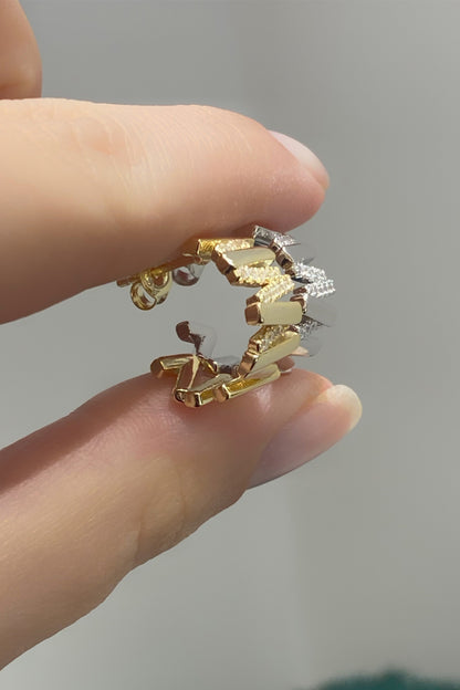 Taşlı Taşsız Çapraz Çubuk Gümüş Halka Küpe