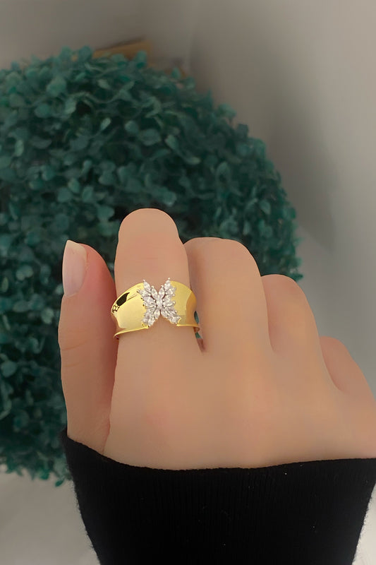 Çoklu Markiz Çiçek Tekerlek Gümüş Yüzük