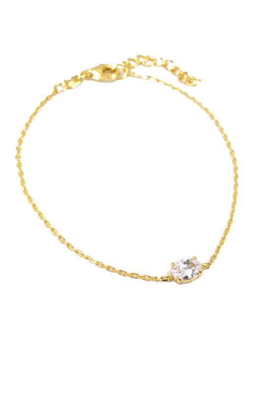 Beyaz Tek Oval Gümüş Bileklik