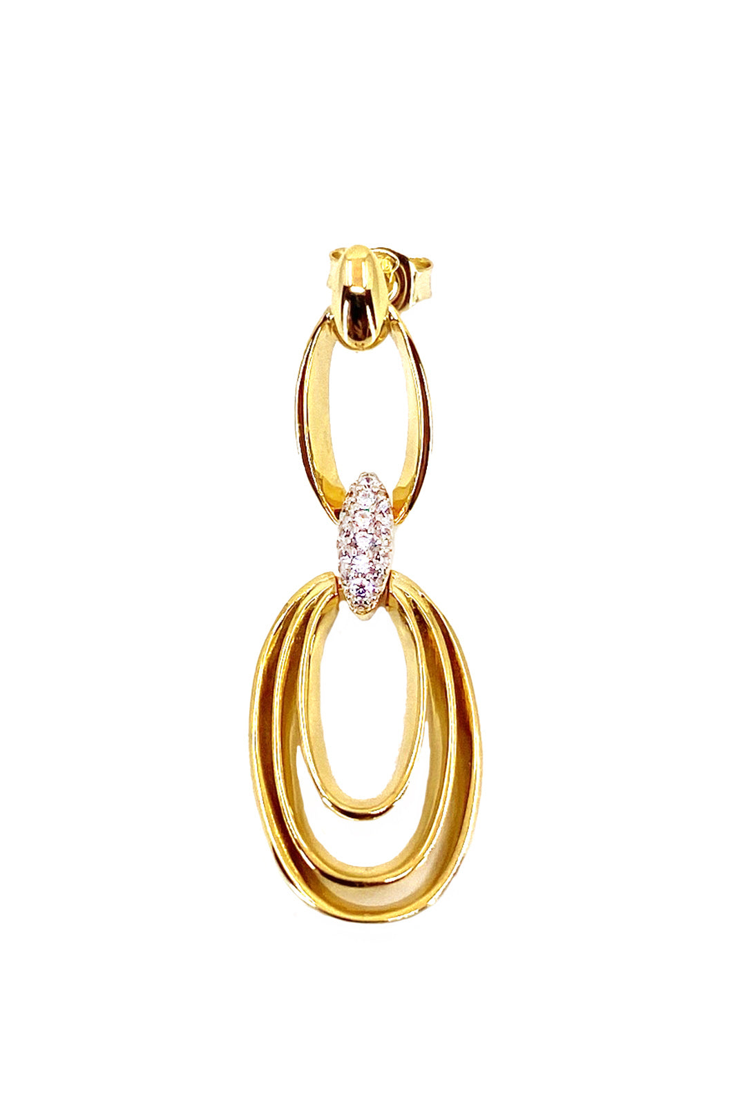 Taşsız Oval Çember Sallantılı Gümüş Küpe